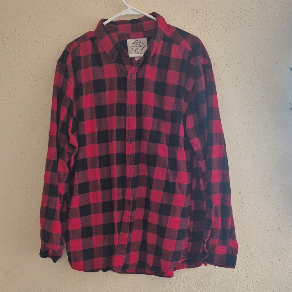 St. John's Bay Red and Black Checkered Men's Shirt